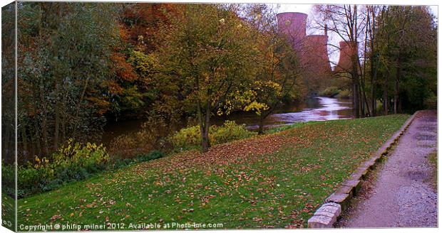 Autumn Down The River Canvas Print by philip milner