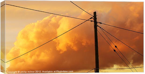 Angry Sky Through The Wires Canvas Print by philip milner