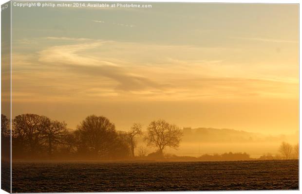 Cold Frosty Misty Sunrise Canvas Print by philip milner