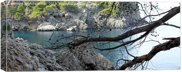 A Cove In Majorca Canvas Print by philip milner