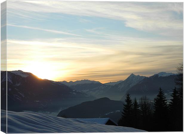 Sunset In The Alps Canvas Print by jessica andrews