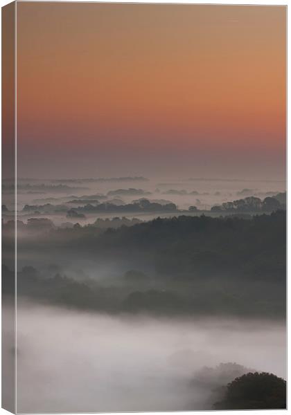 Dorset Sunrise Mist Canvas Print by stuart bennett