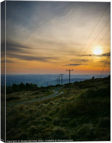 Sunset from Clee Hill in SHropshire Canvas Print by Shawn Nicholas