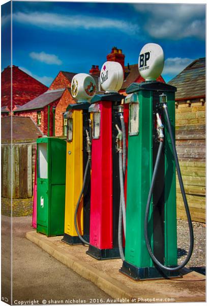 Petrol Pumps, Black Country Museum Canvas Print by Shawn Nicholas