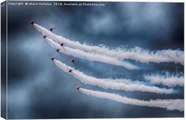 RAF Red Arrows Display Team Canvas Print by Shawn Nicholas