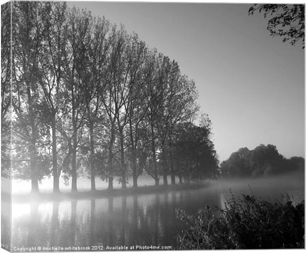 Misty morning B/W Canvas Print by michelle whitebrook