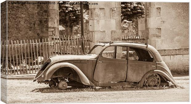 Vintage Car in Oradour sur Glane Canvas Print by Jacqui Farrell