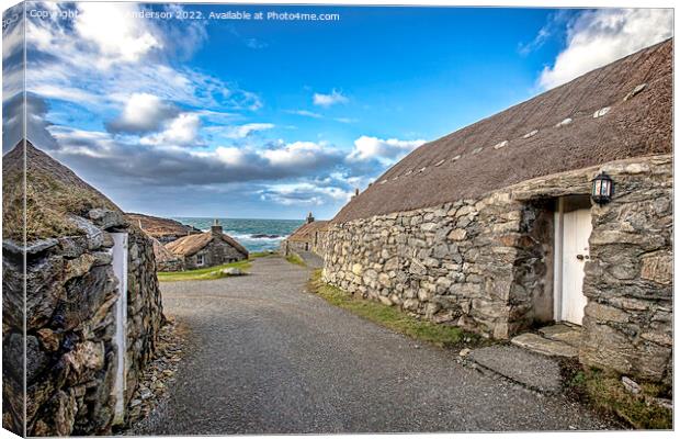 Scottish Island Black Houses Canvas Print by Andy Anderson