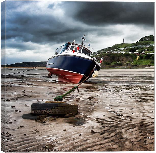 Boat at Low Tide Canvas Print by Andy Anderson
