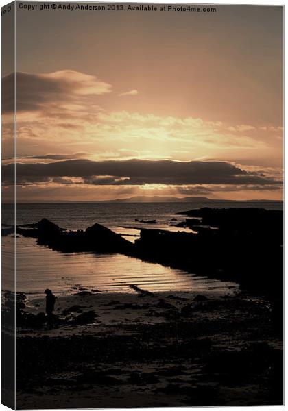 Scottish Estuary Beach Sunset Canvas Print by Andy Anderson