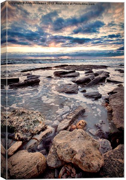 Western Australia Rocky Beach at Sunset Canvas Print by Andy Anderson