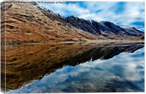 Peaceful GlenCoe Waters Canvas Print by Andy Anderson