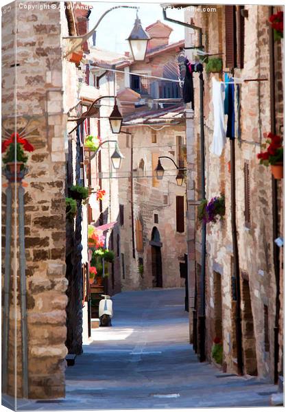  Sleepy Street in Assisi, Italy Canvas Print by Andy Anderson