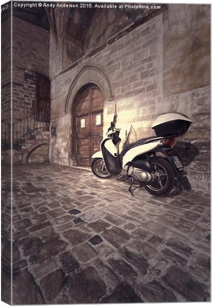  Italy Street Scooter Canvas Print by Andy Anderson