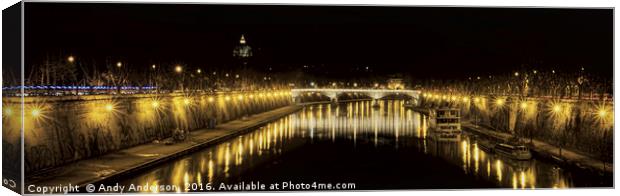 Rome Tiber Bridge - Ponte Mazzinin Canvas Print by Andy Anderson