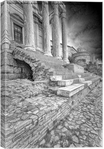 Roman Forum Temple of Antoninus and Faustina Canvas Print by Andy Anderson