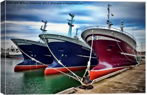 Scottish Trawlers in Port Canvas Print by Andy Anderson