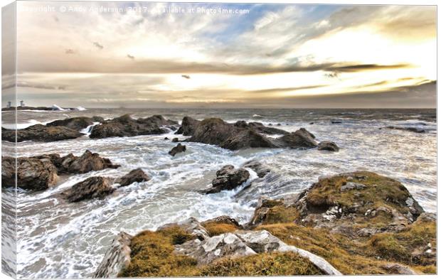 Fife Stormy Coast at Elie on the Firth of Forth Canvas Print by Andy Anderson