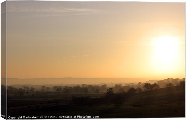 Sunset over fields Canvas Print by Elizabeth Wilson-Stephen