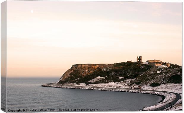 Scarborough Castle in the Snow Canvas Print by Elizabeth Wilson-Stephen