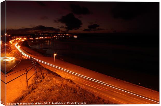 Seafront at Night Canvas Print by Elizabeth Wilson-Stephen