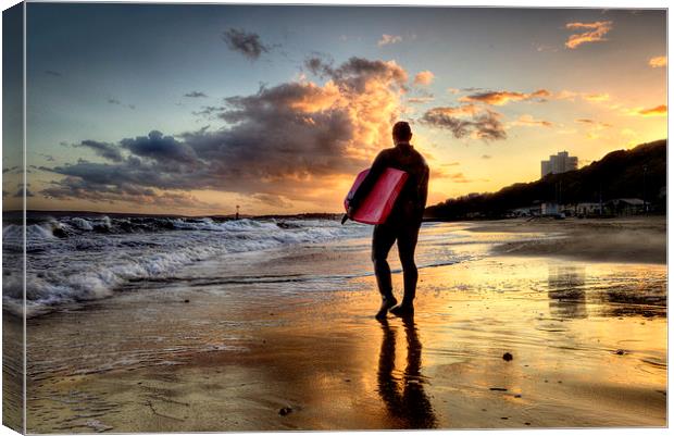  Surfer at Sundown Canvas Print by Jennie Franklin