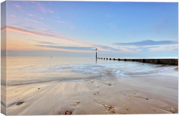  Pastel Groyne at Boscombe Beach Canvas Print by Jennie Franklin