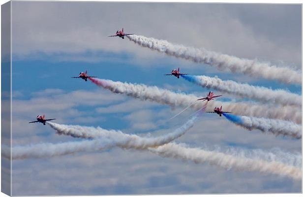  Red Arrows the Goose manouvere Canvas Print by Jennie Franklin