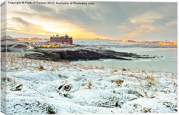 Dawn Snow at Fistral Canvas Print by Canvas Landscape Peter O'Connor