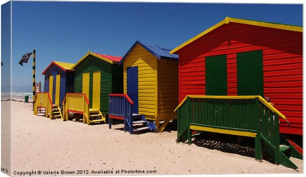 colourful beach huts Canvas Print by Valerie Brown
