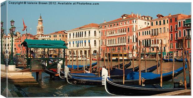 Gondolas in Venice Canvas Print by Valerie Brown