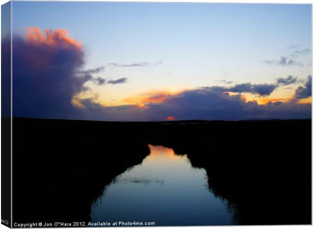 Stream to sunset fire water Canvas Print by Jon O'Hara