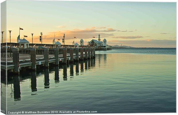 Sunset at Geelongs Cunningham Pier Canvas Print by Matthew Burniston