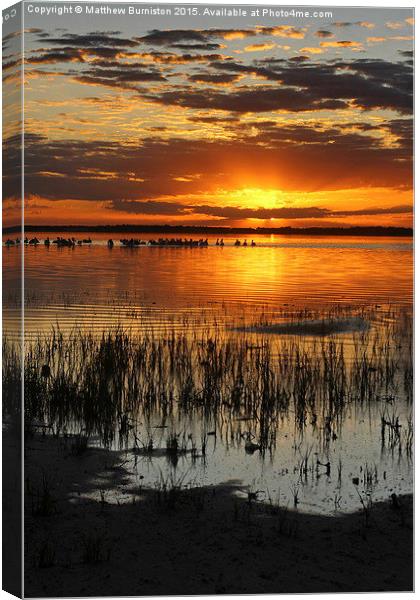  Sunset at Lake Burrumbeet Canvas Print by Matthew Burniston