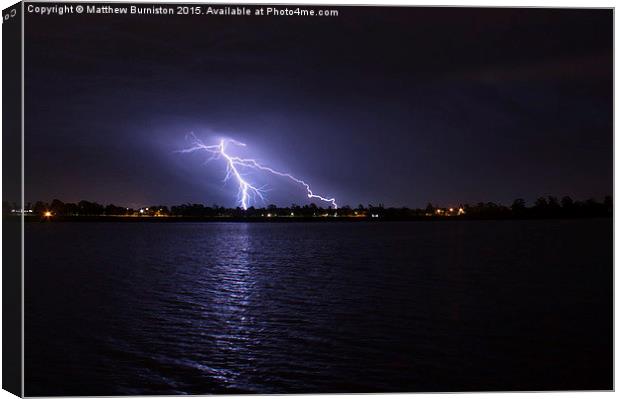  Lightning at the lake Canvas Print by Matthew Burniston