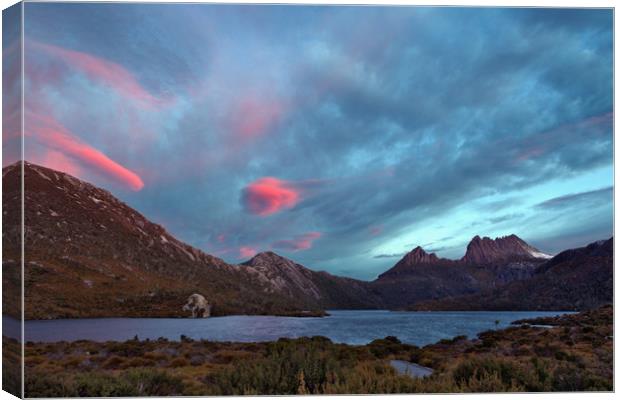 Sunset at cradle mountain tasmania Canvas Print by Matthew Burniston