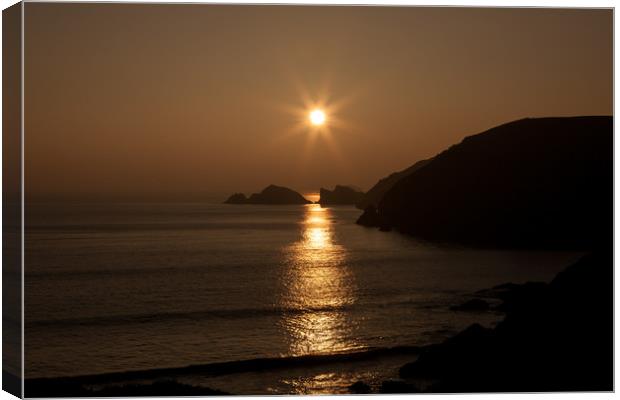 Sunset at Newgale Canvas Print by Gary Finnigan