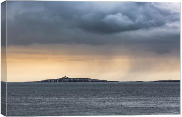 Longstone lighthouse in a squall Canvas Print by Gary Finnigan