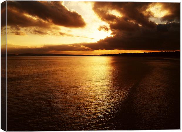 Sunset over Bournemouth Sea Canvas Print by Sian Pill