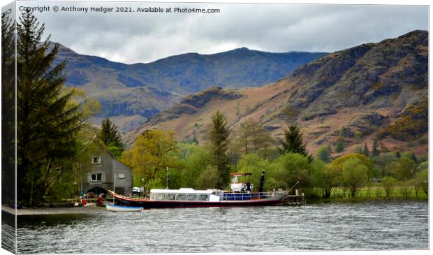 From the boat on Coniston Water,  Canvas Print by Anthony Hedger