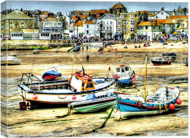 Boats in St. Ives Harbour Canvas Print by Anthony Hedger