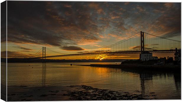 Forth Road Bridge at Sunset Canvas Print by Mike Dow