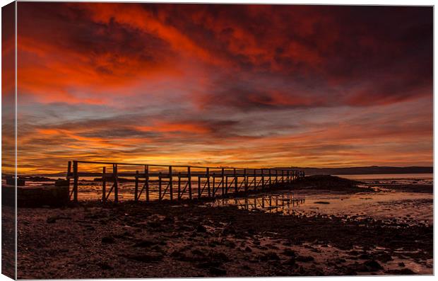 Culross Pier Sunrise Canvas Print by Mike Dow