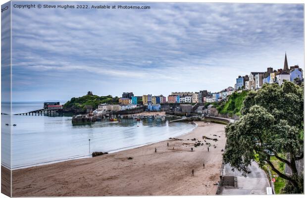 Tenby from the promenade Canvas Print by Steve Hughes