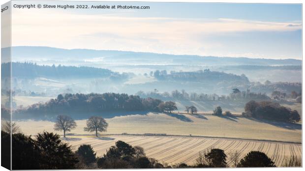 Views across Surrey after a frost Canvas Print by Steve Hughes