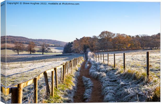 Footpath in the frost Canvas Print by Steve Hughes