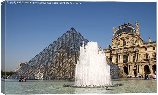 Water, Glass, Stone, The Louvre Canvas Print by Steve Hughes