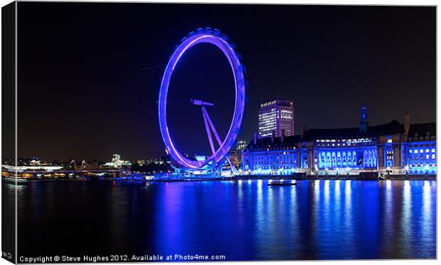 The EDF London Eye At Night Canvas Print by Steve Hughes