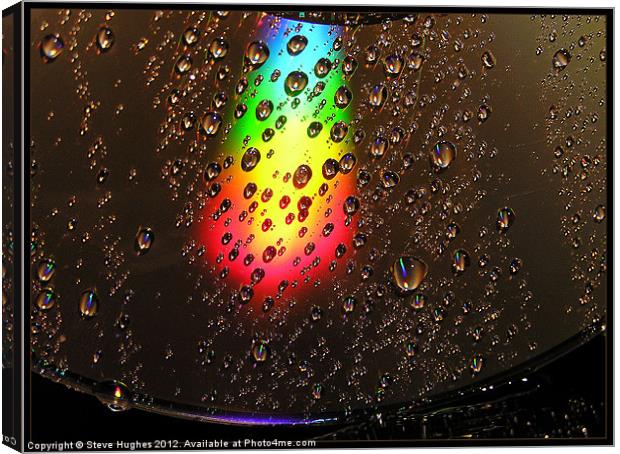Water Droplets on a cd  Canvas Print by Steve Hughes