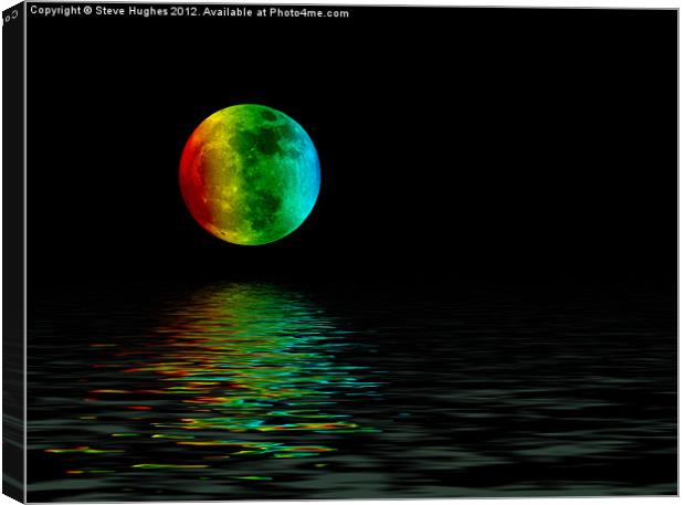 Rainbow Moon with reflections Canvas Print by Steve Hughes